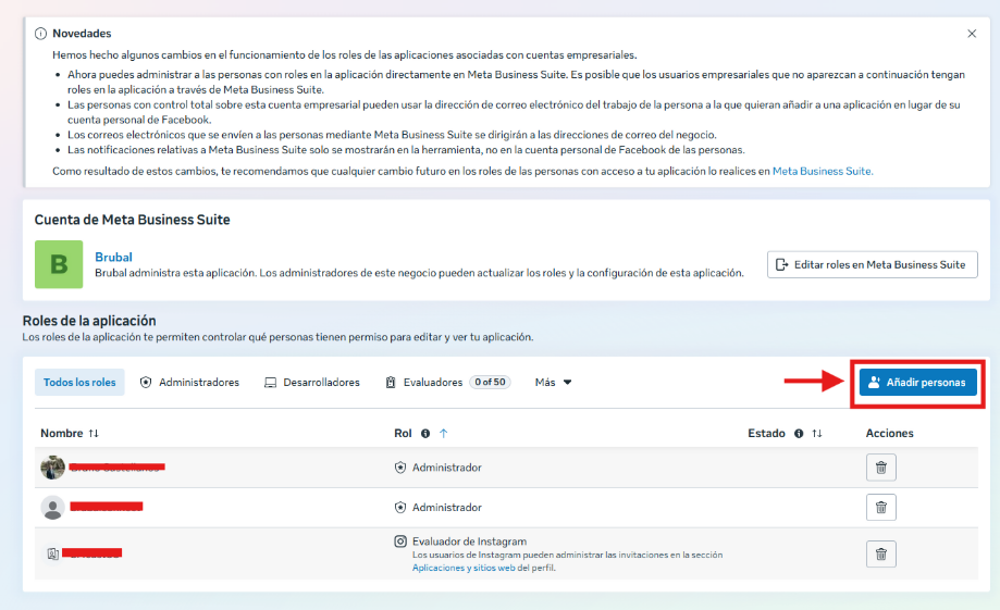 Botón Añadir personas en Roles de la aplicación